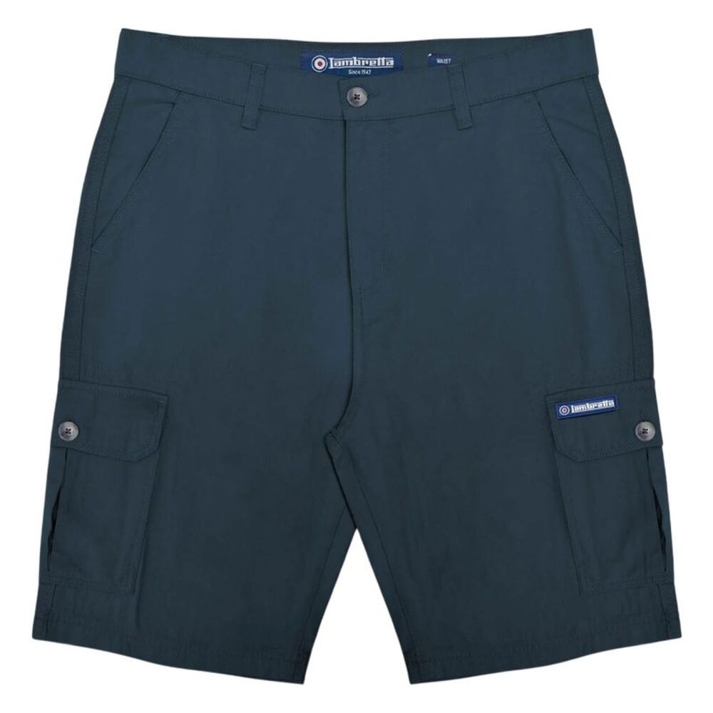 Lambretta Mens Rubberised Logo Cargo Shorts / Navy